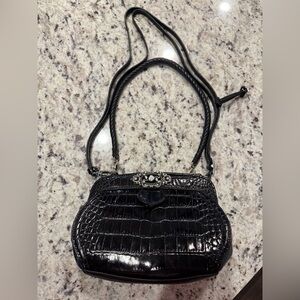 Brighton Black Crocodile-Embossed Clutch